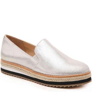 Anthro Crown Vintage Metallic Silver Bina Slip On